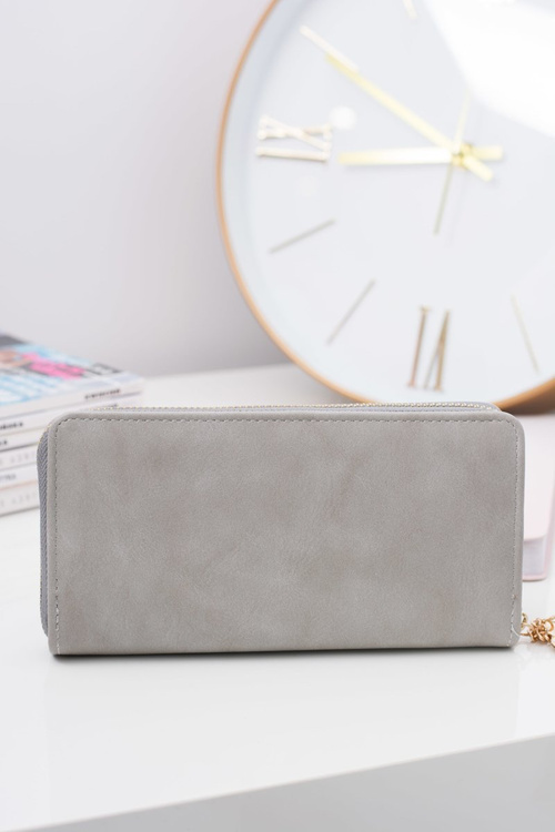 Сірий жіночий великий гаманець-брелок Золоте серце