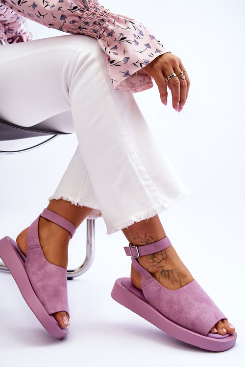 Комфортні жіночі босоніжки на платформі фіолетового кольору