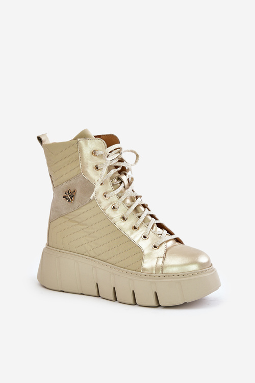 Шкіряні ботильйони на платформі Maciejka 06751-25 Gold