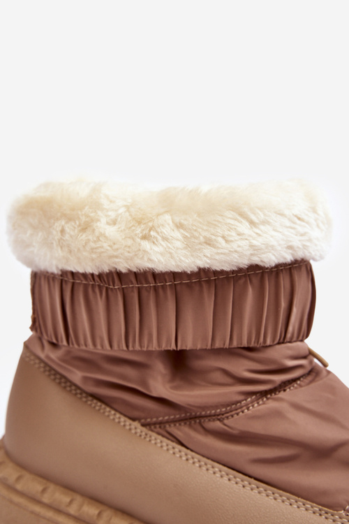 Жіночі снігові чоботи на товстій підошві темно-бежевого кольору Lureta