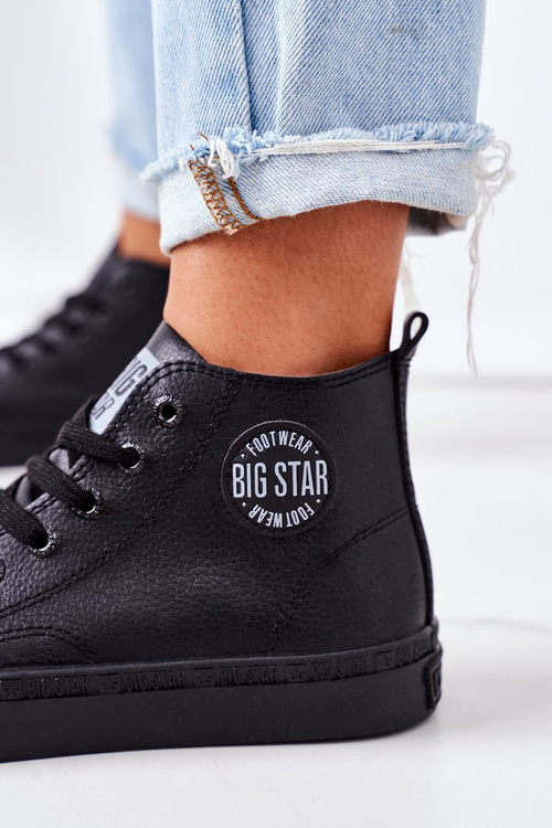 Жіночі шкіряні високі кросівки Big Star GG274015 Чорні