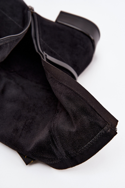 Шкіряні жіночі чоботи на підборах D&A CR52-679 Чорні