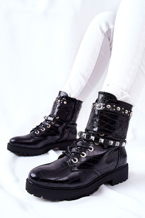 Розминка Робочі черевики на шпильках Black Nephele