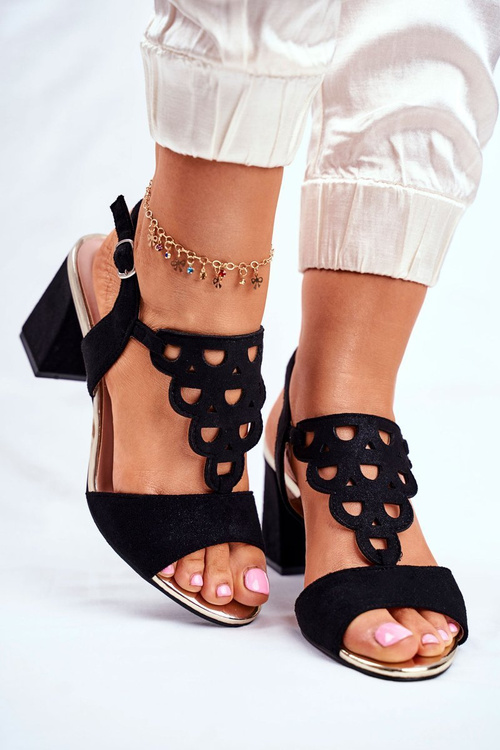 Жіночі босоніжки еко-замша Black Vision