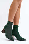 Блискучі ботильйони на каблуці Green Sognota