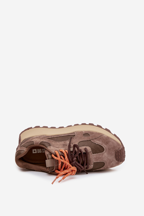 Шкіряні кросівки на платформі жіночі Big Star SS274627 HI-POLY SYSTEM бежеві