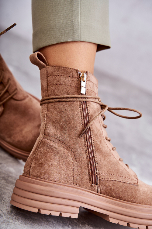 Жіночі замшеві чоботи на зав'язках Camel Afra
