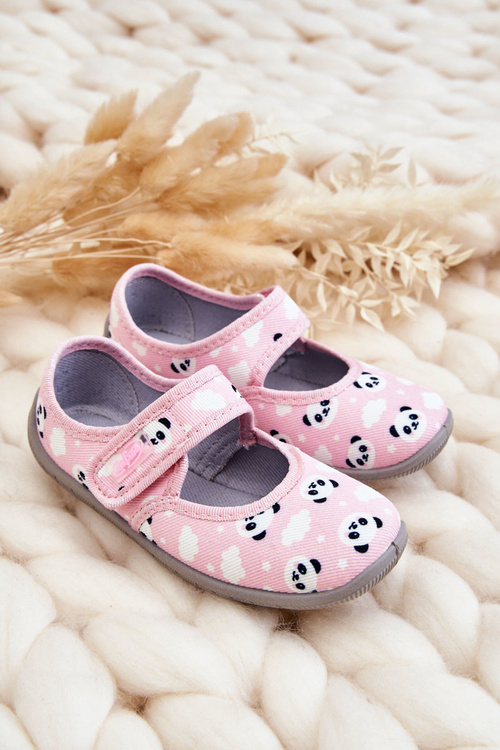Дитячі тапочки балерини на липучці Befado Pandas 955X021 світло-рожевий