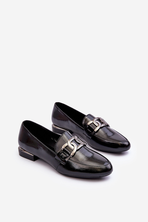 Жіночі мокасини з прикрасами Чорні Camilena