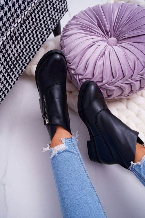 Чоботи жіночі на блискавці Чорні Юнони