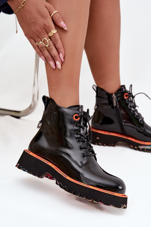 Жіночі черевики з лакованої натуральної шкіри з ізоляцією Artiker 57C0061 Чорний