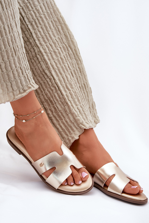 Жіночі Плоскі Сандалі З Еко Шкіри Золоті Firvania