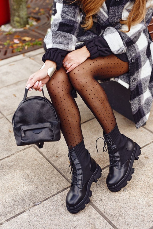 Жіночі байкерські черевики на шнурівці Sock Black My Need