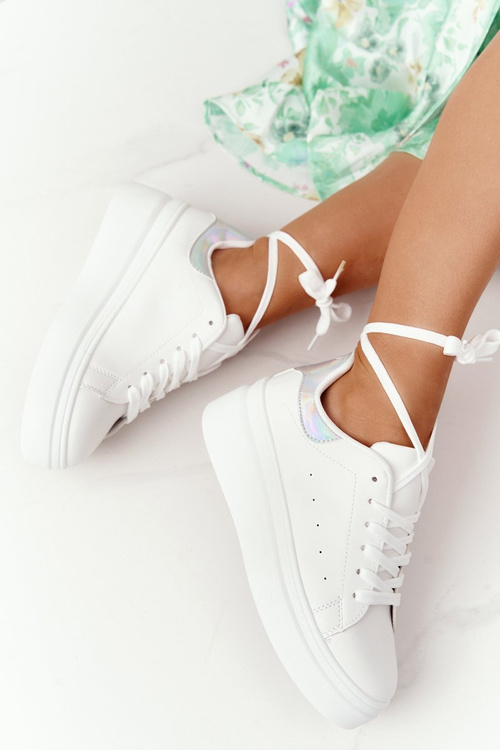 Жіноче спортивне взуття Кросівки на платформі Біло-Сріблясті Яскраво Сяють