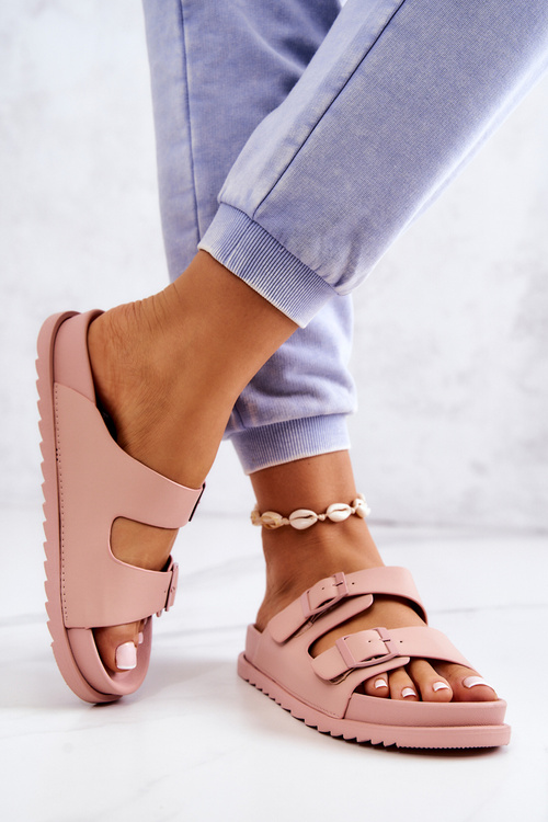 Гумові тапочки з пряжкою Рожевий Corina