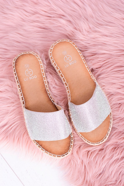Жіночі сріблясті шльопанці Lu Boo Zirconia ShineMadam