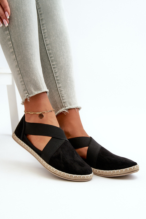 Жіночі еспадрільї на еластичних бретелях Еко-замша Чорна Федрана