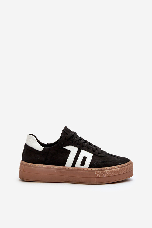 Чорні шкіряні жіночі кросівки на платформі Zazoo N1095S2