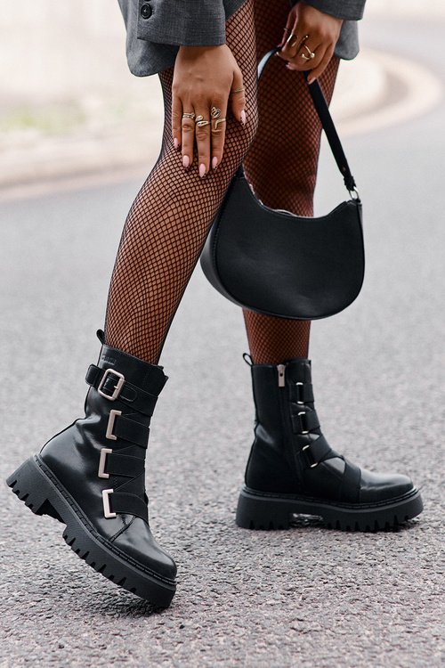 Шкіряні жіночі ботильйони утеплені Big Star OO274A256 Чорні