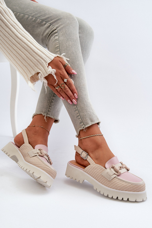 Жіночі босоніжки на підборах з бежевим орнаментом D&A MR38-656