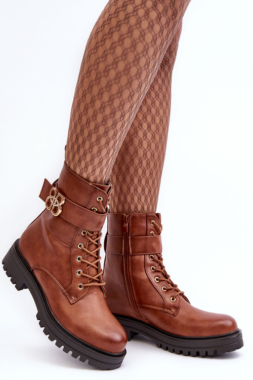 Жіночі робочі черевики на блискавці з орнаментом коричневого кольору Ciossava