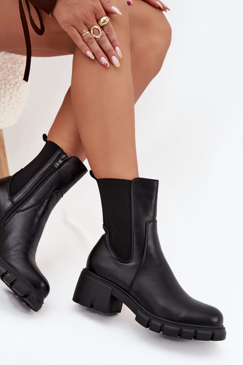 Жіночі Черевики На Блоці Еко Шкіра Чорні Kyra