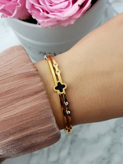 Жіночий сталевий браслет з чотирма цирконами золото Авіор