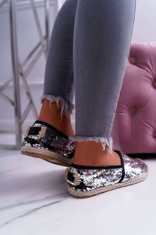 Жіночі еспадрільї Lu Boo зі срібними блискітками