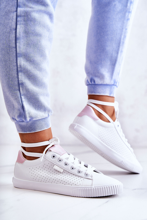 Жіночі шкіряні кросівки BIG STAR HH274073 біло-рожеві