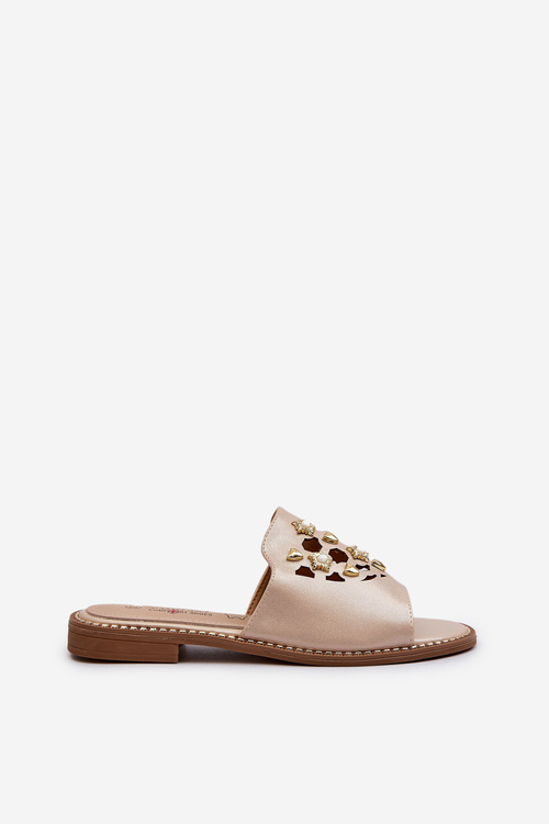 Блискучі жіночі тапочки з декором S.Barski KV27-063 золото