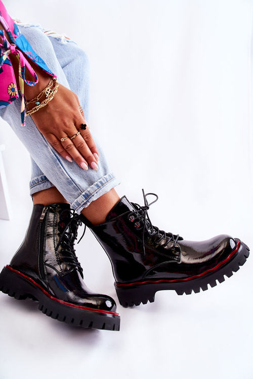 Жіночі черевики на зав'язках чорні Sherill