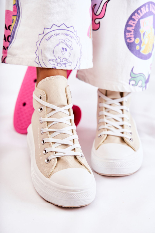 Жіночі високі кросівки Carlyn бежеві