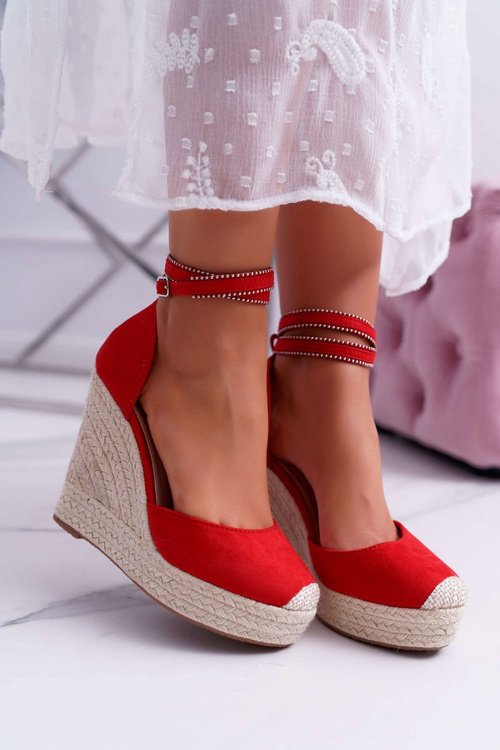 Жіночі лляні червоні босоніжки Canterola на анкерах