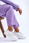 Модні жіночі кросівки на платформі біло-фіолетові Claribel