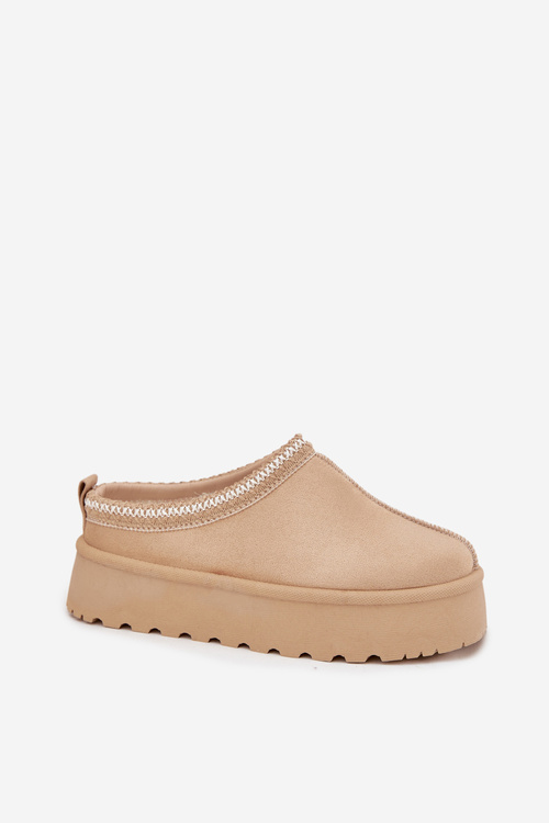 Низькі жіночі снігові черевики з вишивкою на платформі світло-бежевого кольору Narirya