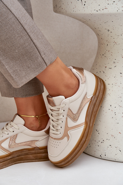 Жіночі кросівки на платформі бежеві Annines