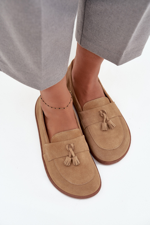 Шкіряні замшеві мокасини стилю barefoot Zazoo 322 бежеві