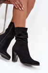 Жіночі черевики на каблуці з зборками Чорні Jovessa
