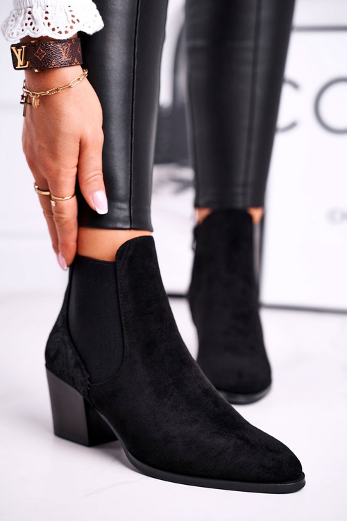 Чоботи жіночі на високому каблуці Sergio Leone Suede Black BT613