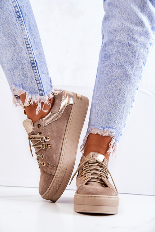 Замшеві спортивні туфлі на платформі Beige Mary Ann