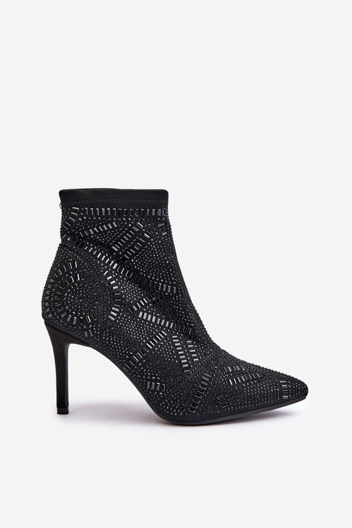 Декоративні чобітки на шпильці S.Barski HY42-161 Чорні