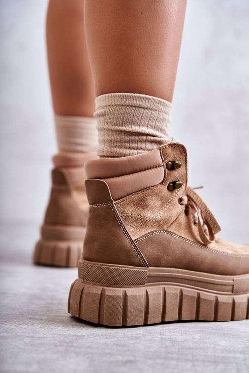 Зручні черевики на платформі темно-бежеві Sanchio