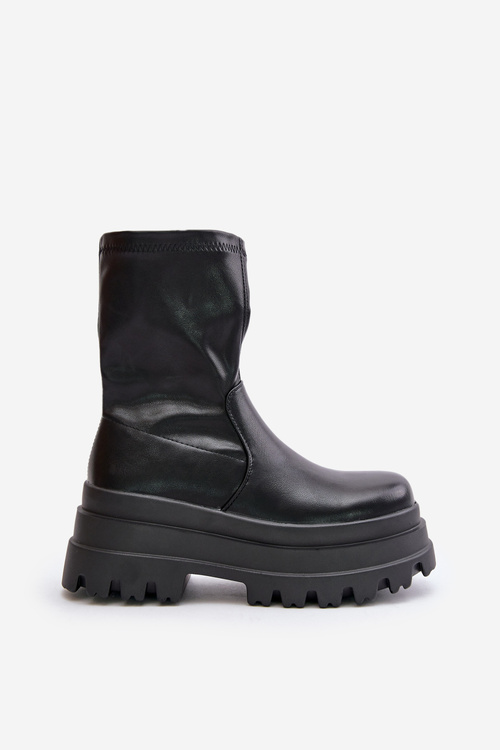 Чоботи на масивній платформі Чорні Florinara