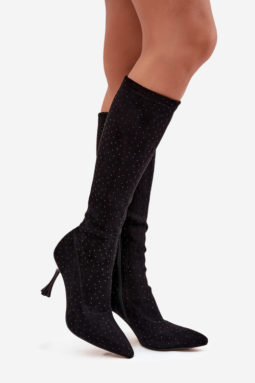 Жіночі чоботи на підборах з оздобленням D&A JC52-883 Чорний