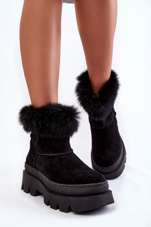 Жіночі замшеві зимові черевики чорні Ann