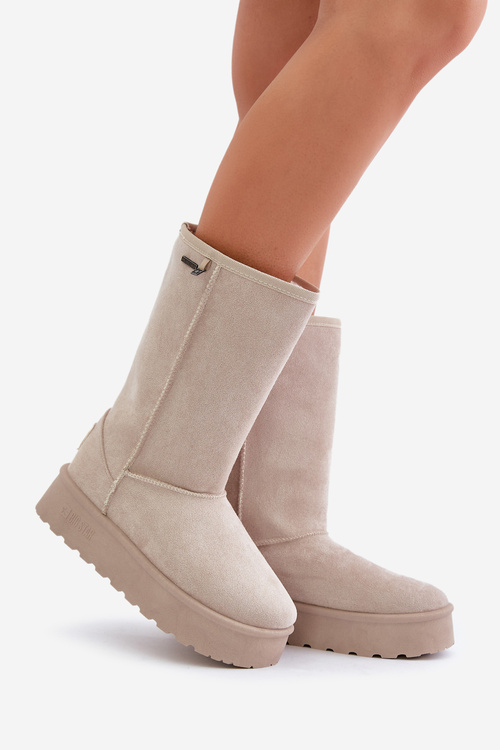 Високі зимові черевики на платформі Big Star OO274894 Світло-бежевий