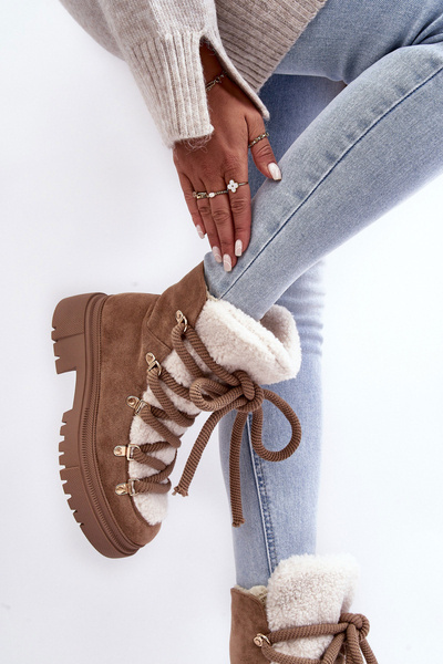 Жіночі снігові черевики Trappers із бежевою шнурівкою Shala