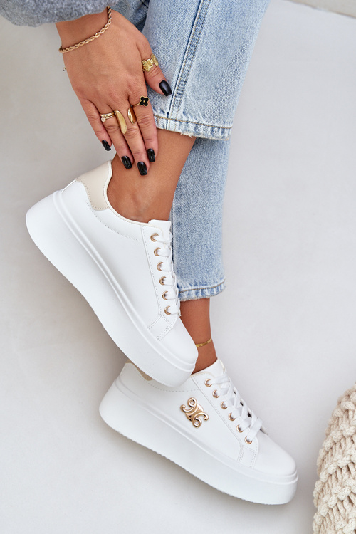 Жіночі Кросівки На Платформі Біло-Бежеві Temittes