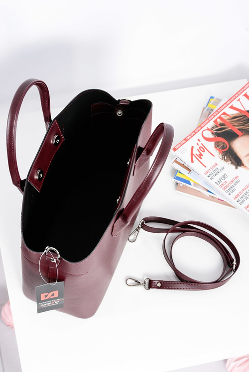 Жіноча бордова сумочка + косметичка