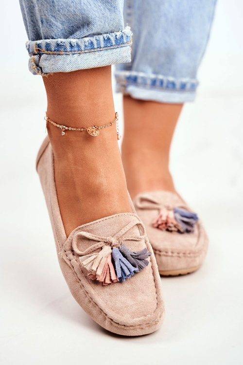 Жіночі лофери замшеві 20PB35-2003 бежеві Donna Mia